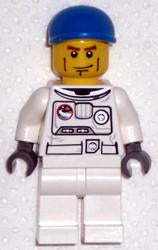 LEGO Minifigure-Spacesuit, White Legs, Blue Short Bill Cap, Brown Eyebrows-Town / City / Space Port-CTY221-Creative Brick Builders